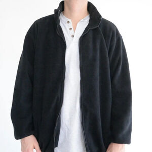 Vintage  London Fog Zip Up Black Fleece Sweater XL Reg